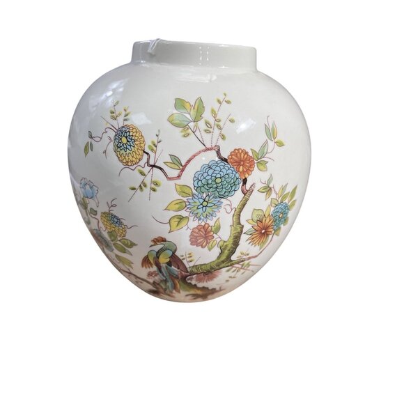 Masons Ironstone Floral bird bone green transfer ware 6" Vase SKU 9149 - Picture 1 of 7